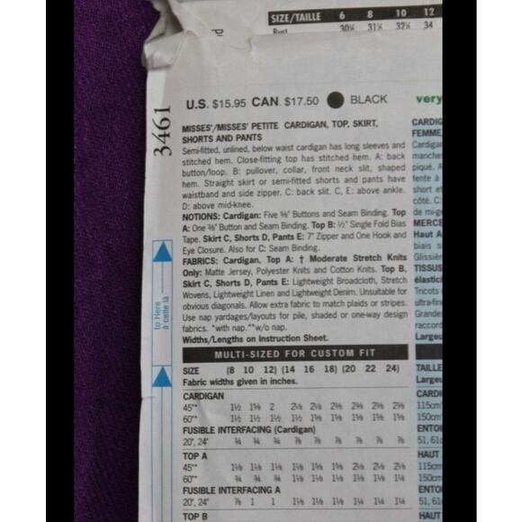 Butterick 3461 Sewing Pattern Jacket Skirt Top Size 8 10 12 - Picture 7 of 8